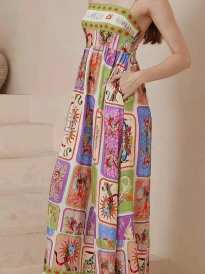 Printed Square Neck Cami Dress - VILLA FASHION