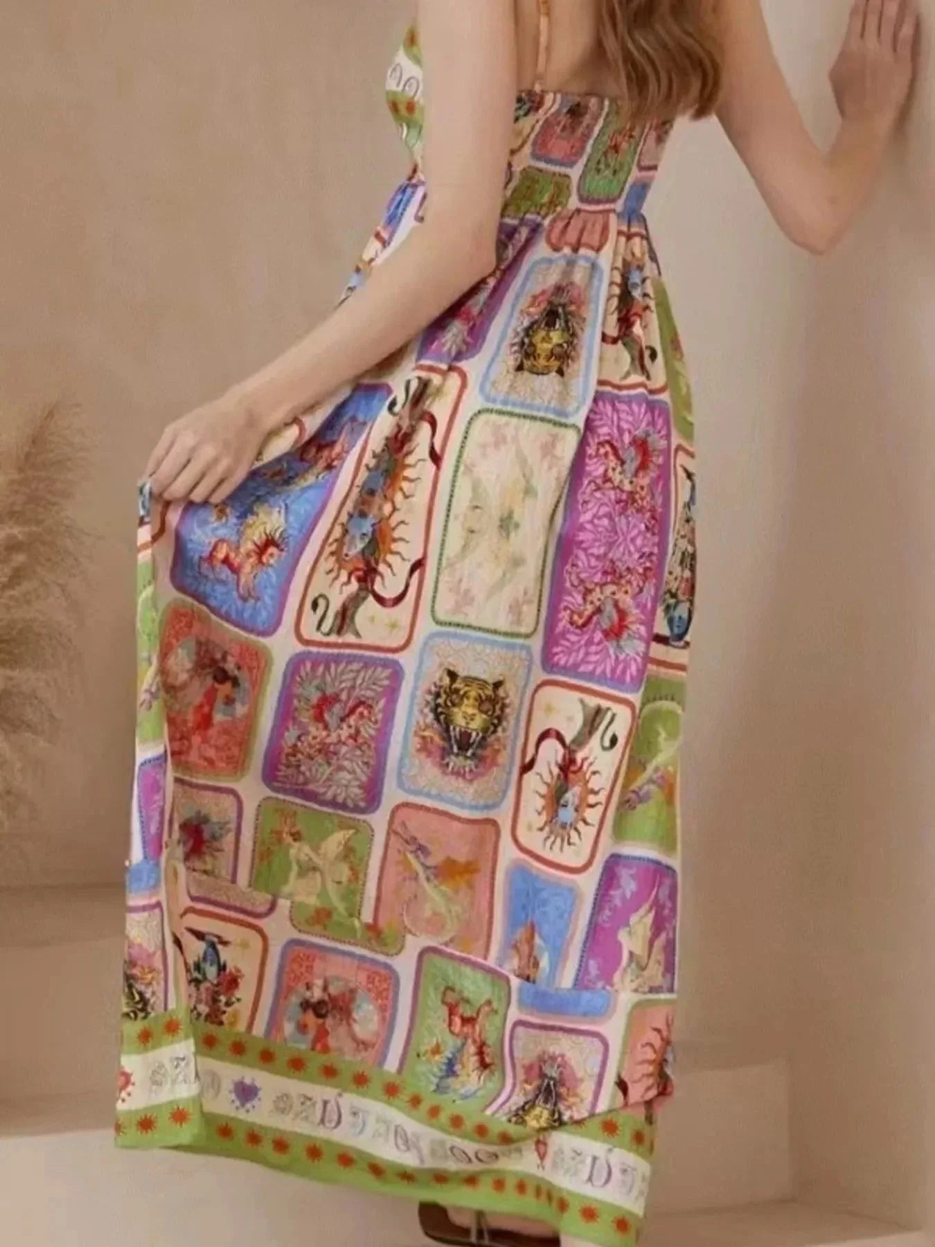 Printed Square Neck Cami Dress - VILLA FASHION