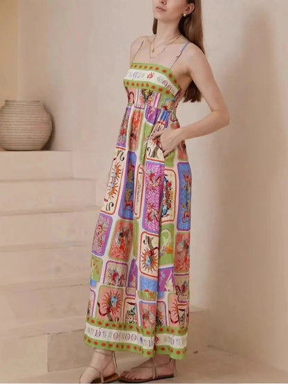 Printed Square Neck Cami Dress - VILLA FASHION