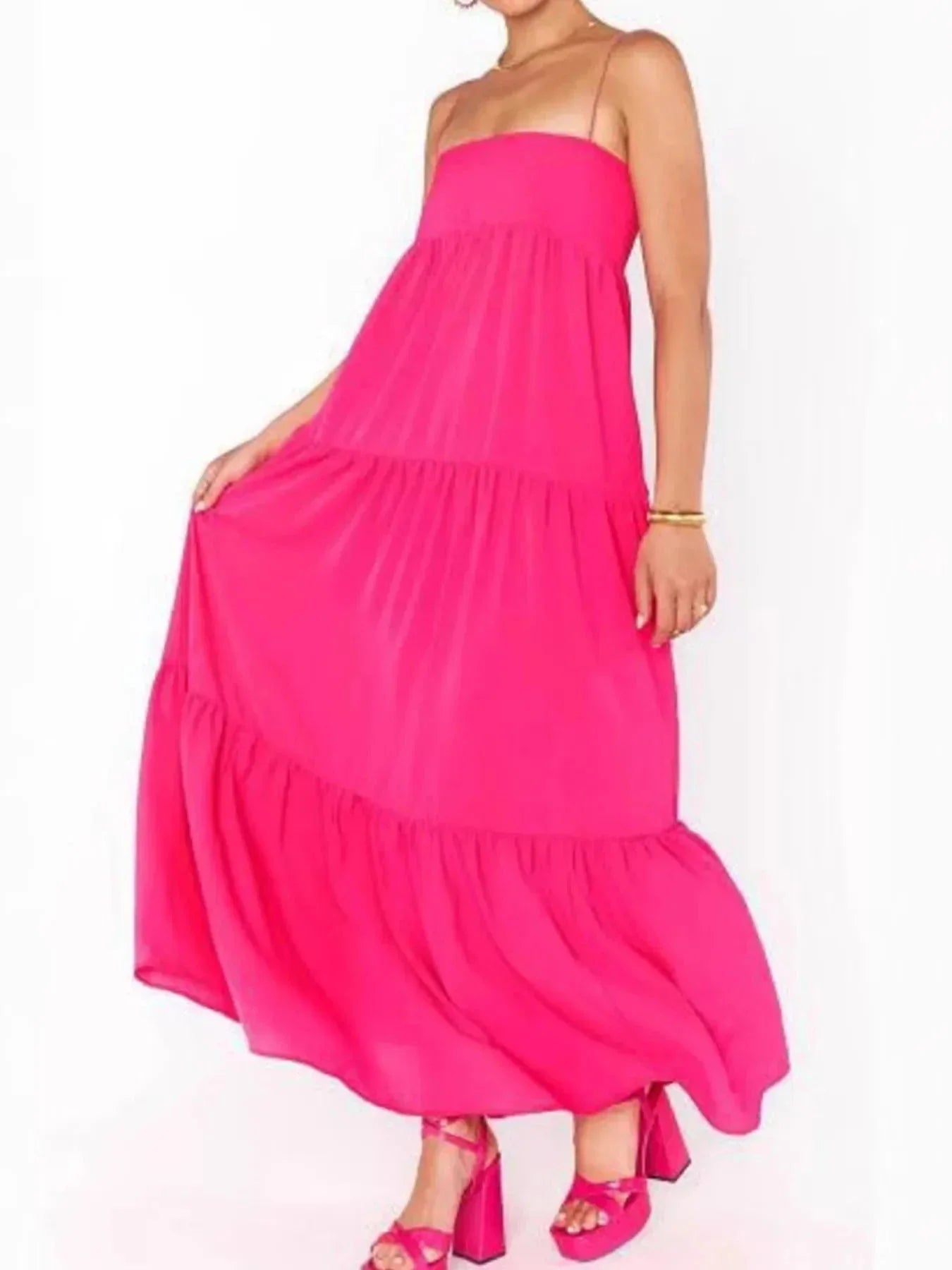 Printed Square Neck Cami Maxi Dress - VILLA FASHION