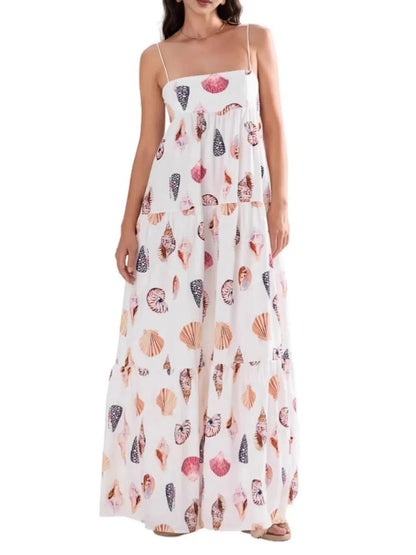 Printed Square Neck Cami Maxi Dress - VILLA FASHION