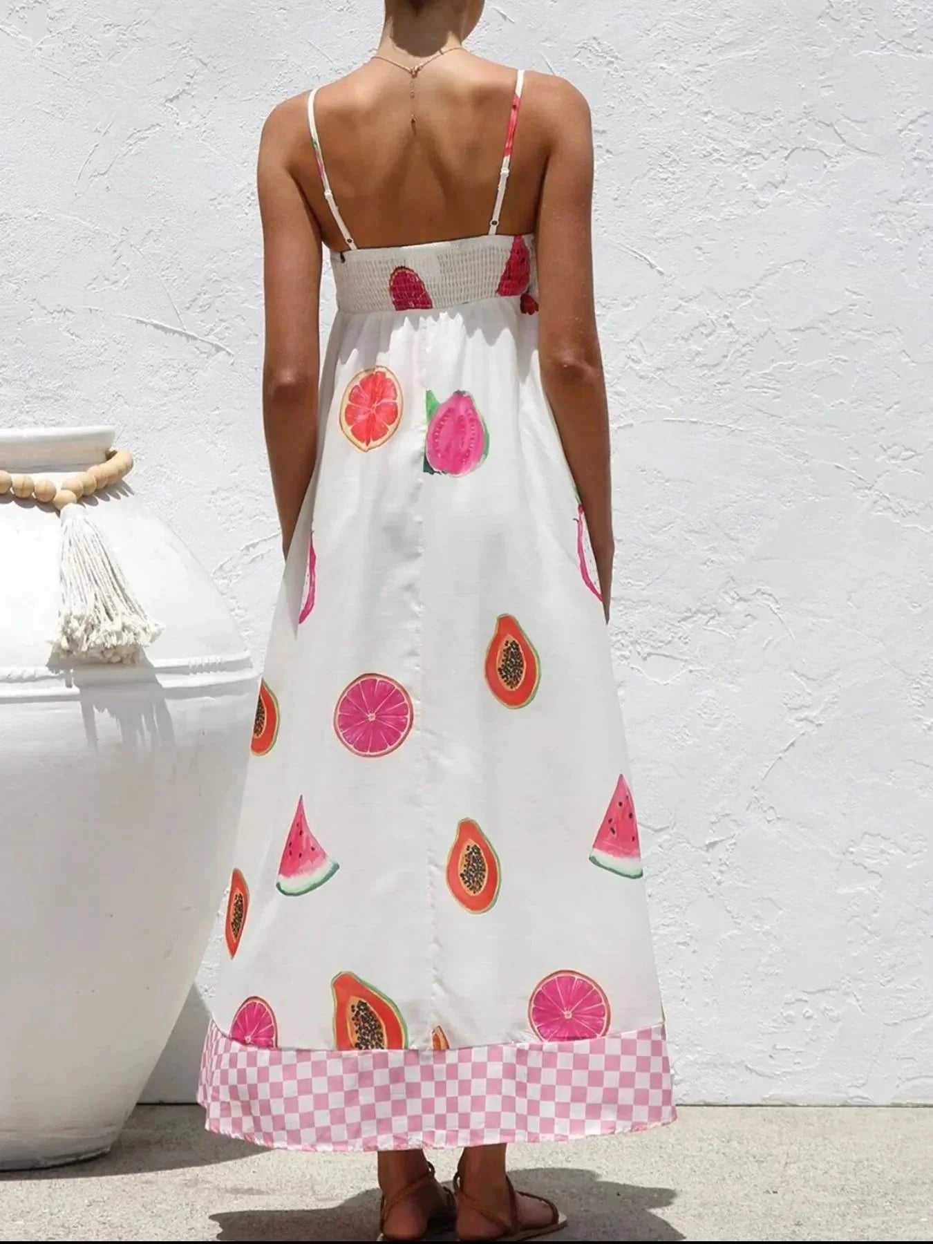 Printed Square Neck Maxi Cami Dress - VILLA FASHION