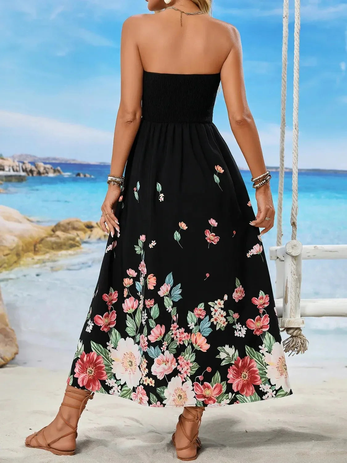 Printed Tube Midi Dress - VILLA FASHION