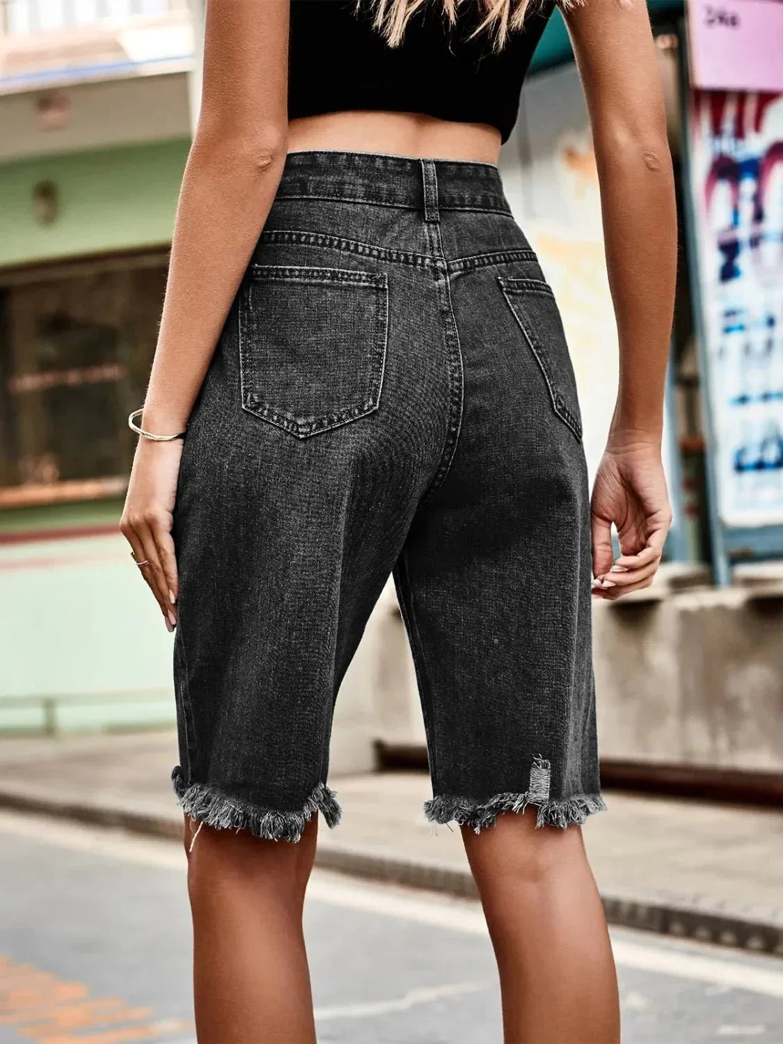Raw Hem Denim Shorts - VILLA FASHION