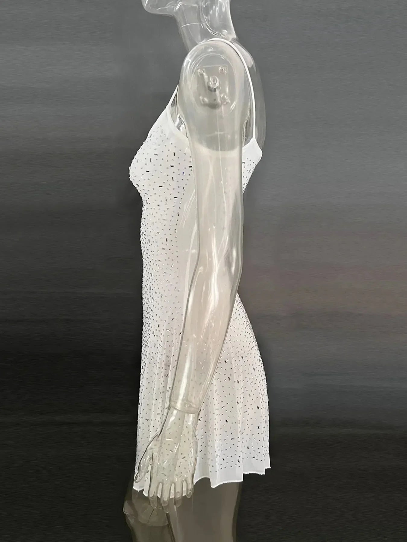 Rhinestone Decor Mini Cami Dress - VILLA FASHION