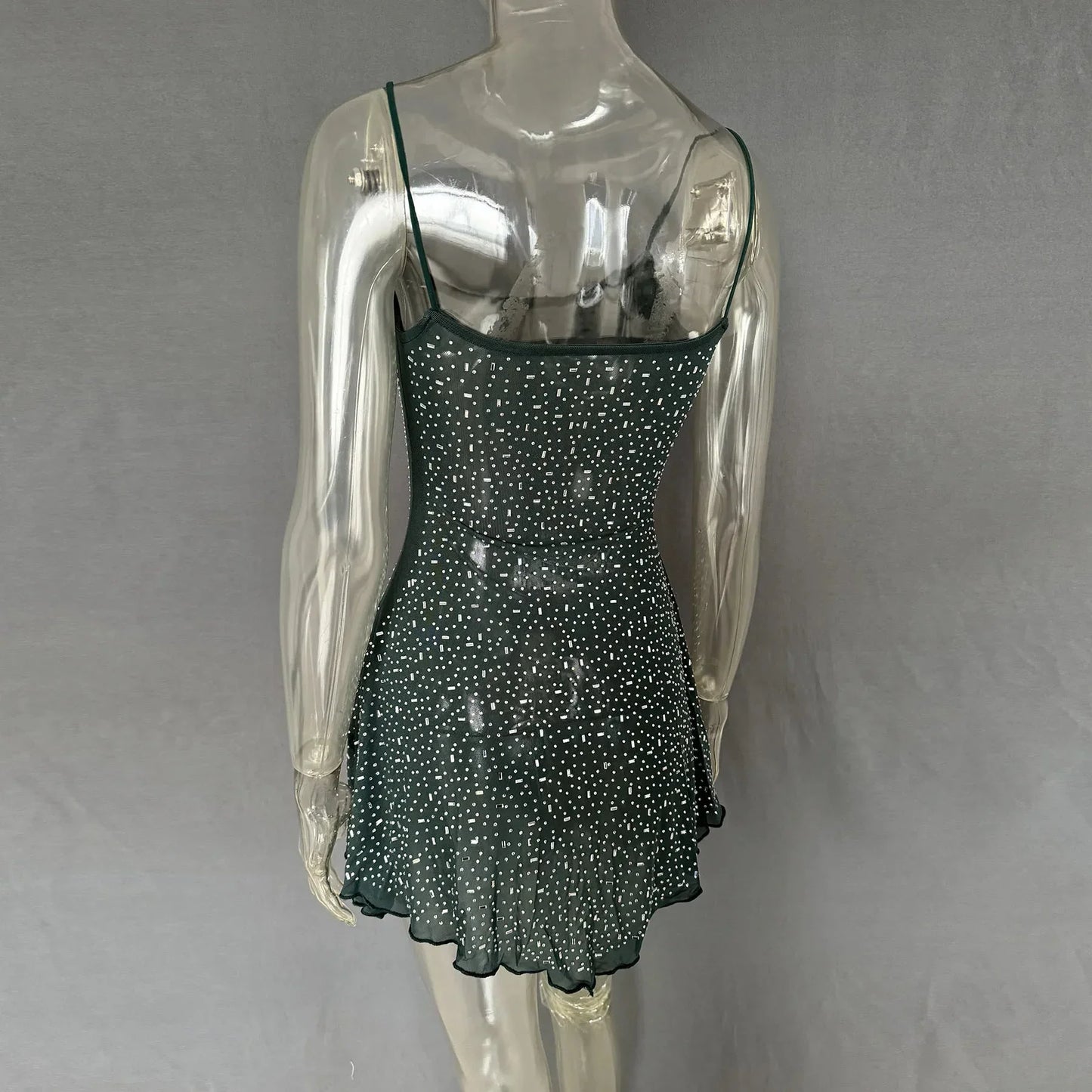 Rhinestone Decor Mini Cami Dress - VILLA FASHION