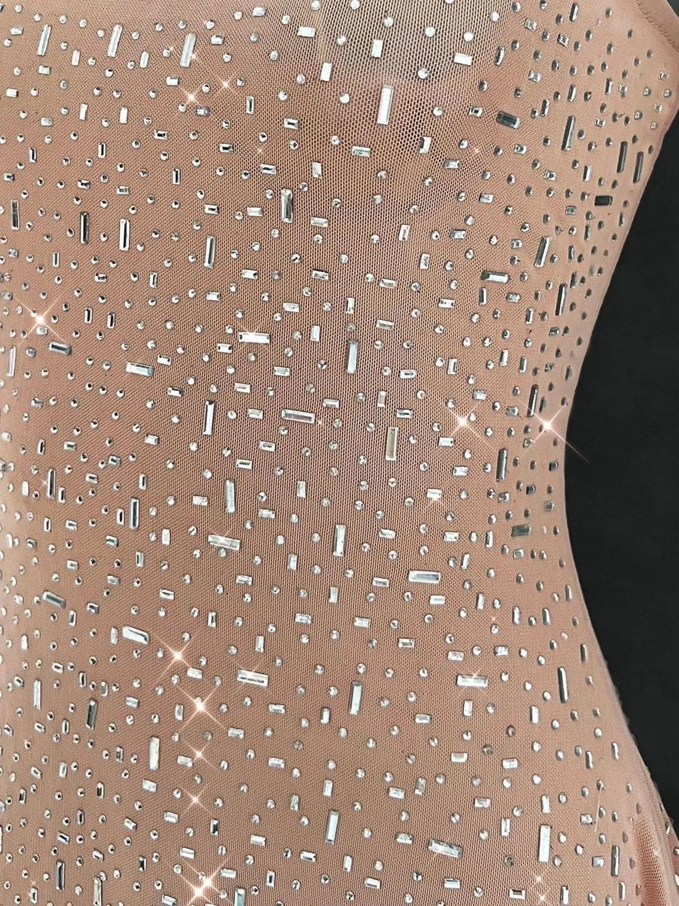 Rhinestone Decor Mini Cami Dress - VILLA FASHION