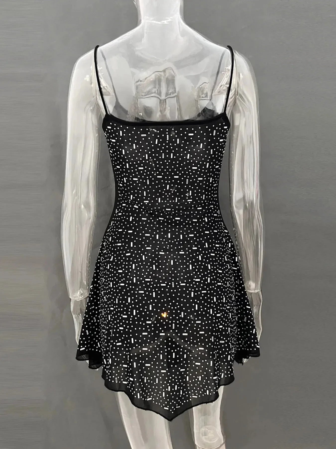 Rhinestone Decor Mini Cami Dress - VILLA FASHION