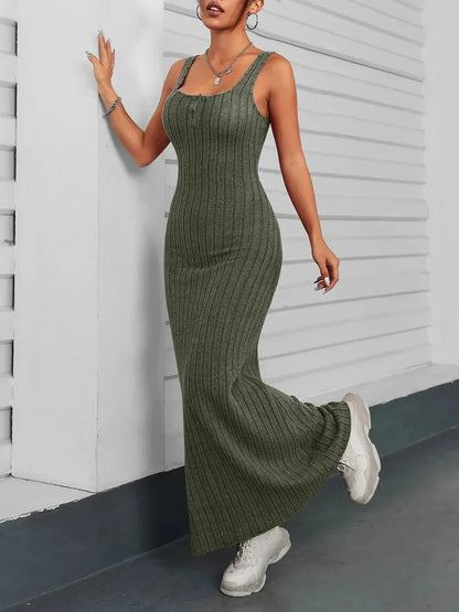 Ribbed Maxi Tank Dress - VILLA FASHION