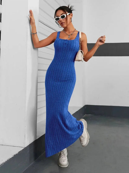 Ribbed Maxi Tank Dress - VILLA FASHION