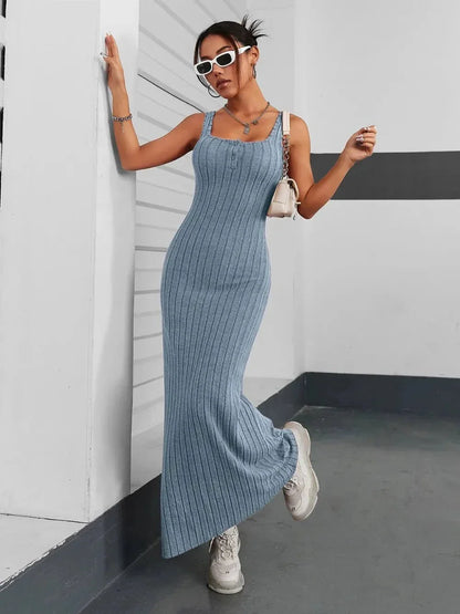 Ribbed Maxi Tank Dress - VILLA FASHION
