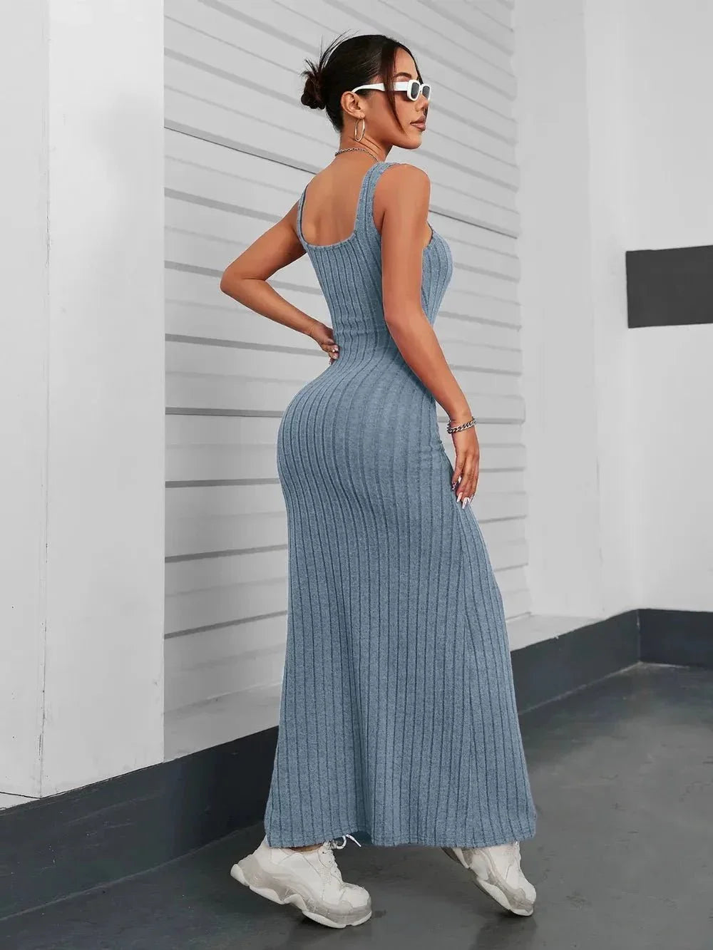 Ribbed Maxi Tank Dress - VILLA FASHION