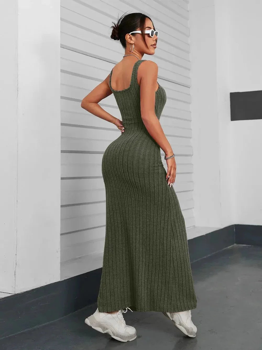 Ribbed Maxi Tank Dress - VILLA FASHION