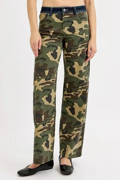 RISEN Camouflage Wide Leg Jeans - VILLA FASHION