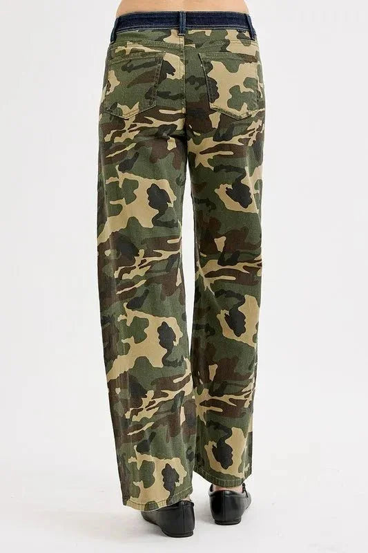 RISEN Camouflage Wide Leg Jeans - VILLA FASHION