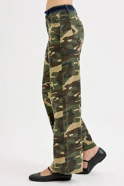 RISEN Camouflage Wide Leg Jeans - VILLA FASHION