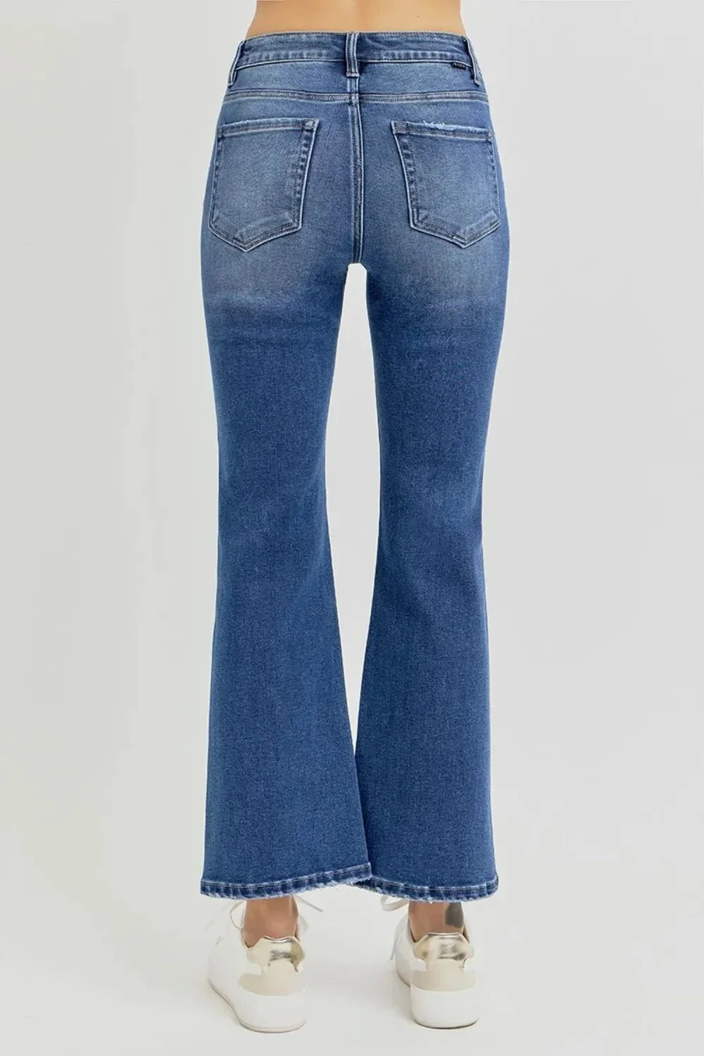 RISEN Full Size Distressed High Rise Crop Flare Jeans - VILLA FASHION
