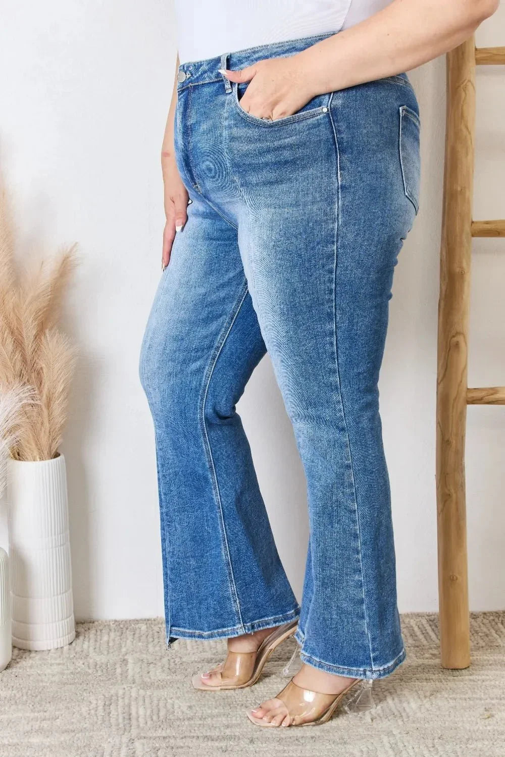 RISEN Full Size High Rise Ankle Flare Jeans - VILLA FASHION