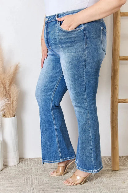 RISEN Full Size High Rise Ankle Flare Jeans - VILLA FASHION