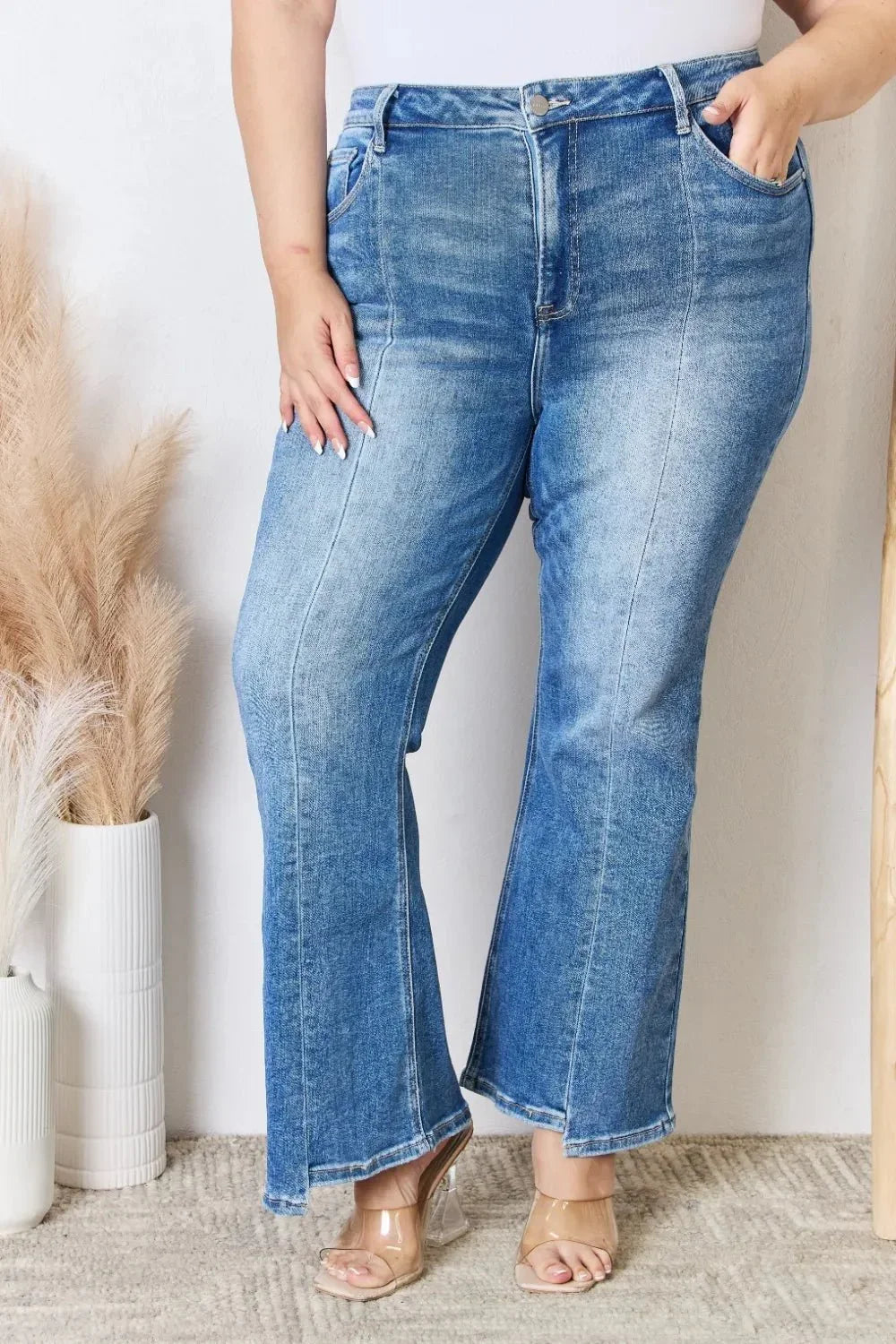 RISEN Full Size High Rise Ankle Flare Jeans - VILLA FASHION