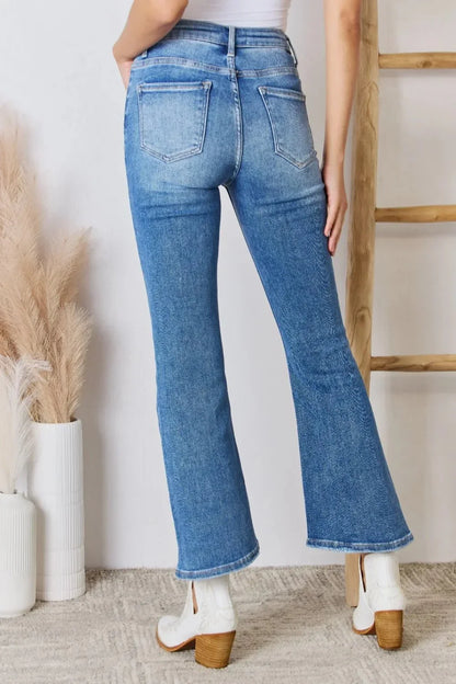 RISEN Full Size High Rise Ankle Flare Jeans - VILLA FASHION