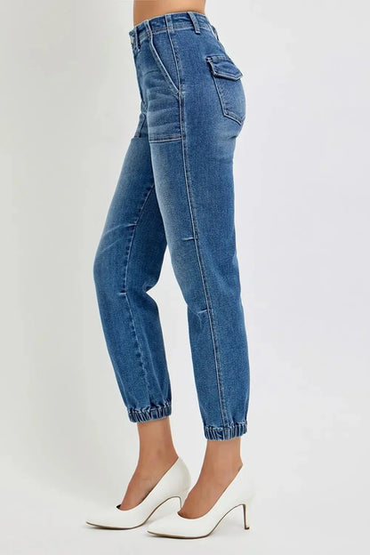 RISEN Full Size High Rise Ankle Jogger Jeans - VILLA FASHION