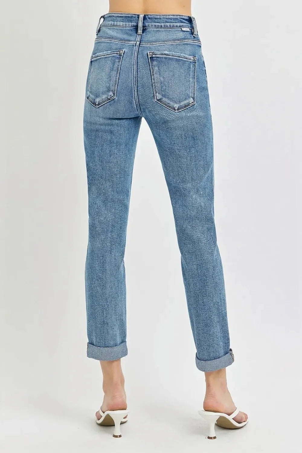 Risen Full Size High Rise Cropped Roll Up Jeans - VILLA FASHION