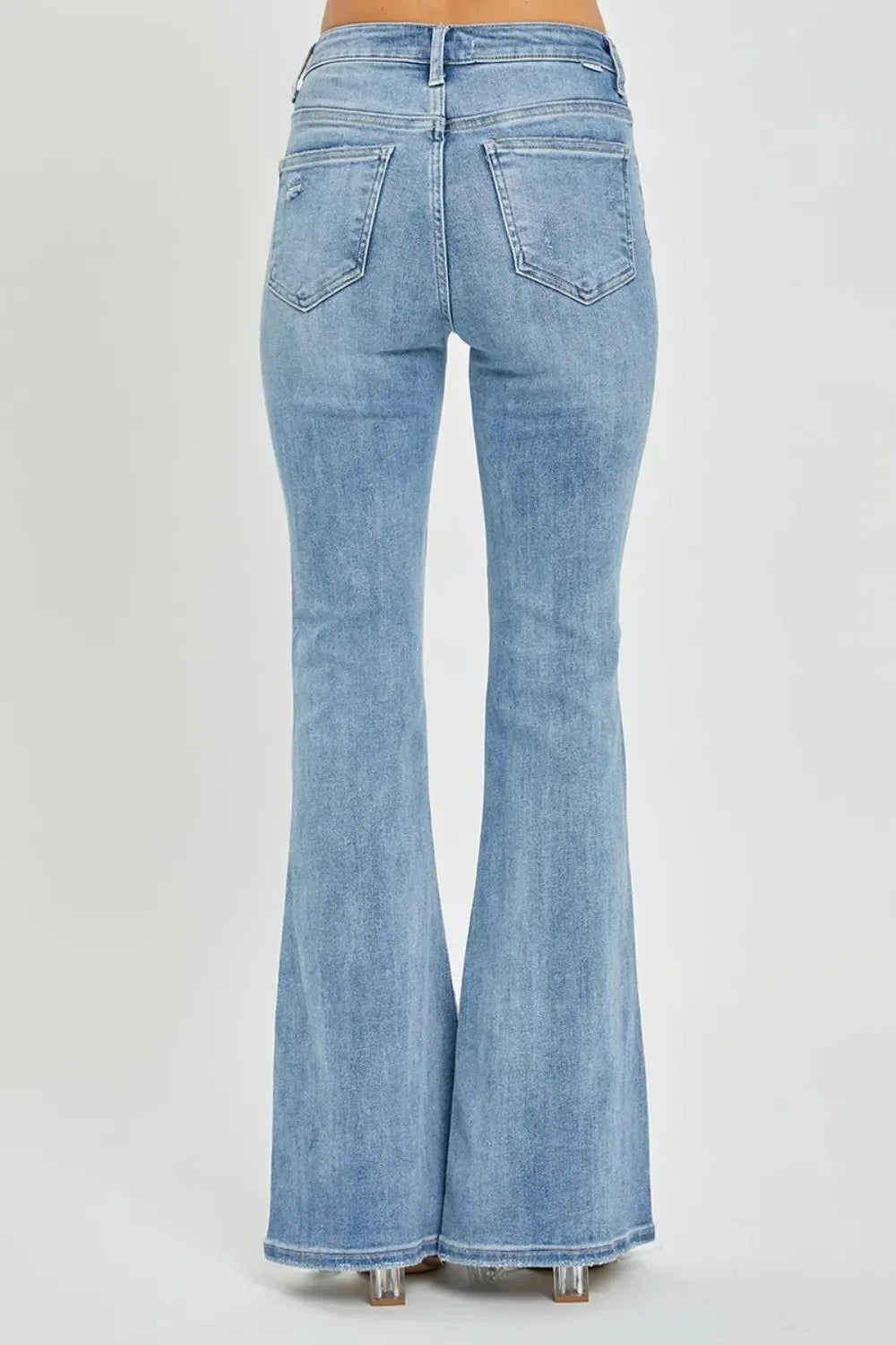 Risen Full Size High Rise Frayed Hem Flare Jeans - VILLA FASHION