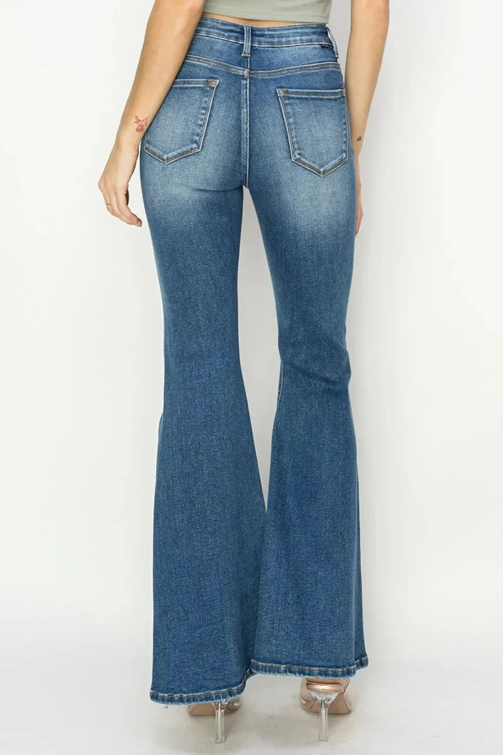 RISEN Full Size High Rise Front Seam Detailed Flare Jeans - VILLA FASHION