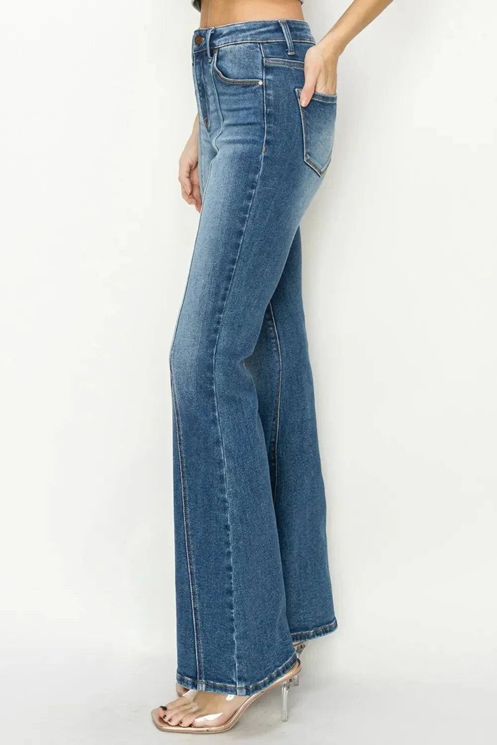 RISEN Full Size High Rise Front Seam Detailed Flare Jeans - VILLA FASHION