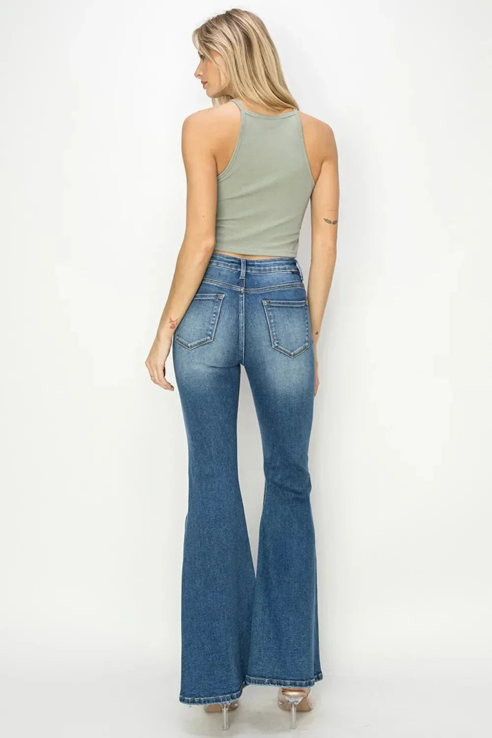 RISEN Full Size High Rise Front Seam Detailed Flare Jeans - VILLA FASHION