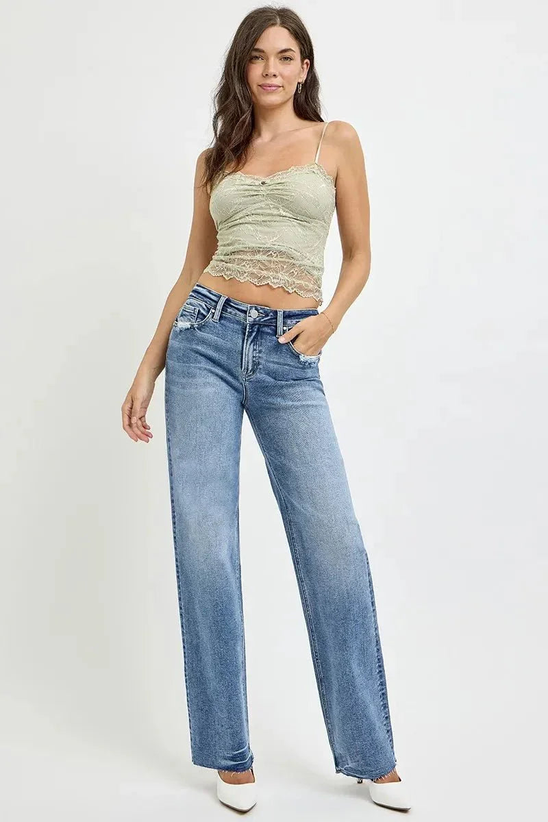 RISEN Full Size High Rise Straight Leg Jeans with Pockets - VILLA FASHION