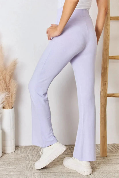 RISEN Full Size High Waist Ultra Soft Knit Flare Pants - VILLA FASHION