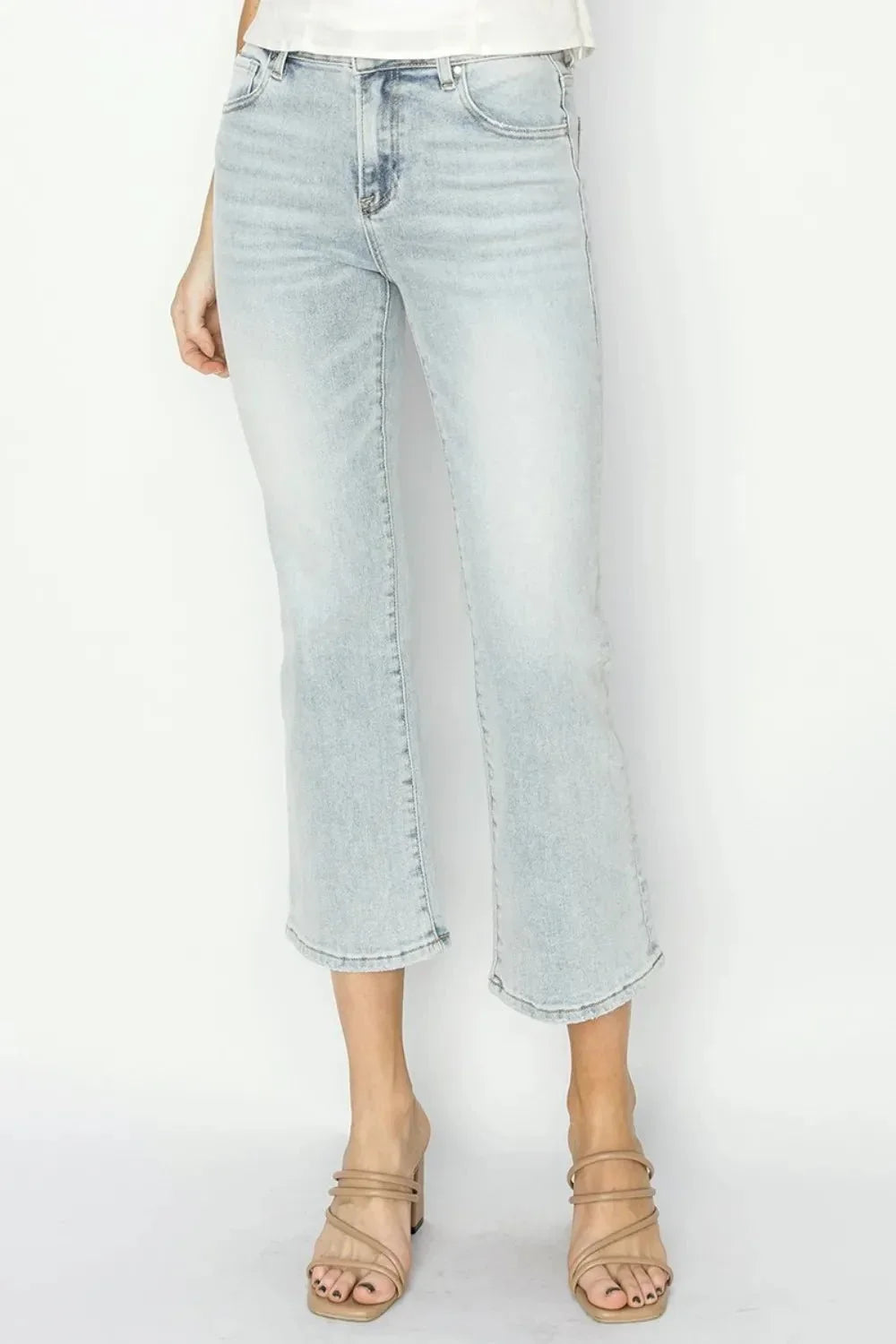 RISEN Full Size Mid Rise Cropped Flare Jeans - VILLA FASHION