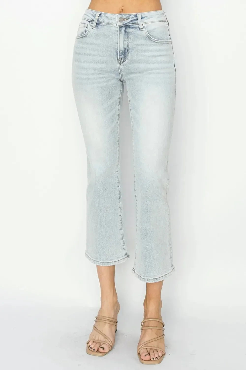 RISEN Full Size Mid Rise Cropped Flare Jeans - VILLA FASHION