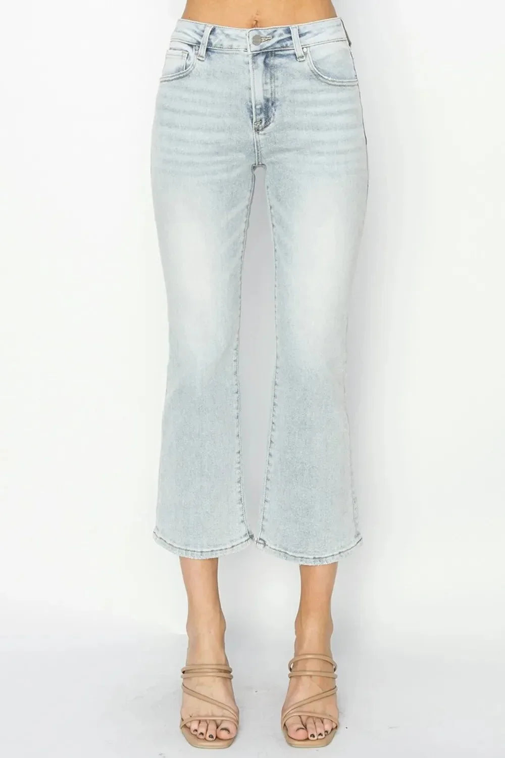 RISEN Full Size Mid Rise Cropped Flare Jeans - VILLA FASHION