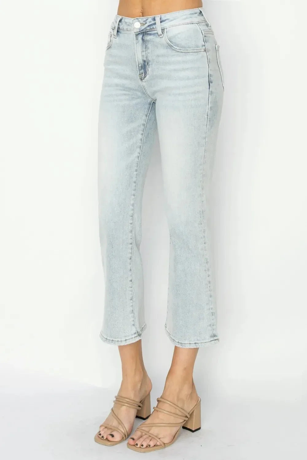 RISEN Full Size Mid Rise Cropped Flare Jeans - VILLA FASHION