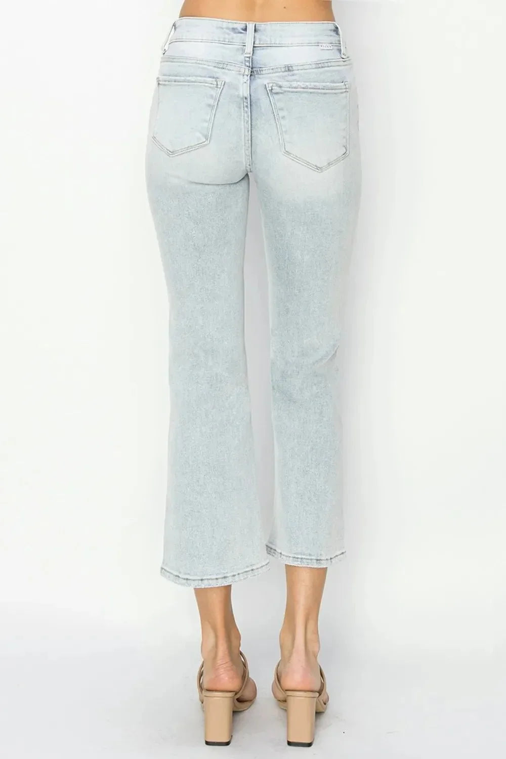RISEN Full Size Mid Rise Cropped Flare Jeans - VILLA FASHION