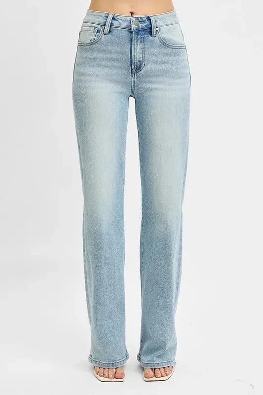 RISEN High Rise Wide Leg 90's Jeans - VILLA FASHION