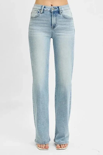 RISEN High Rise Wide Leg 90's Jeans - VILLA FASHION