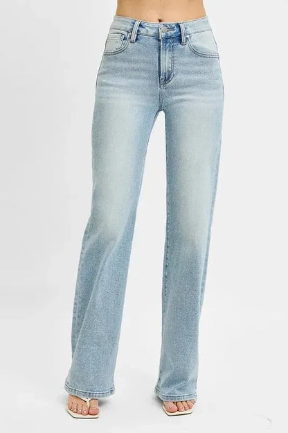 RISEN High Rise Wide Leg 90's Jeans - VILLA FASHION