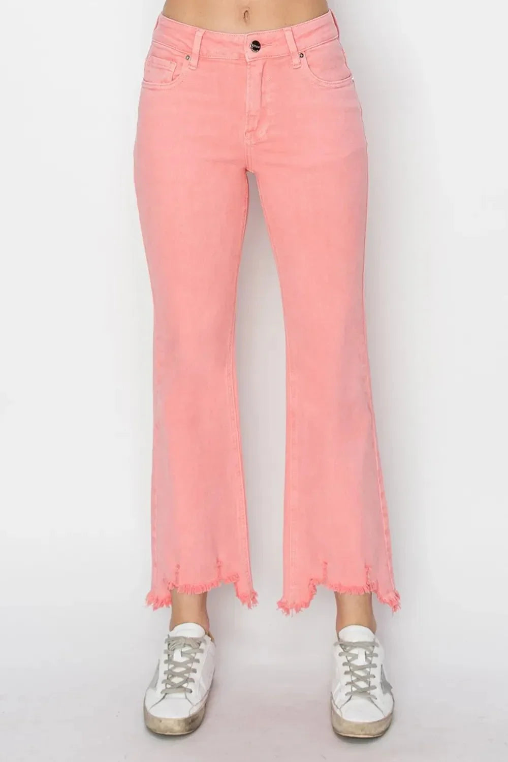 RISEN Raw Hem Bootcut Jeans with Pockets - VILLA FASHION