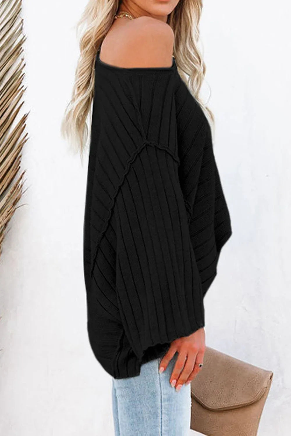 Round Neck Long Sleeve Knit Top - VILLA FASHION