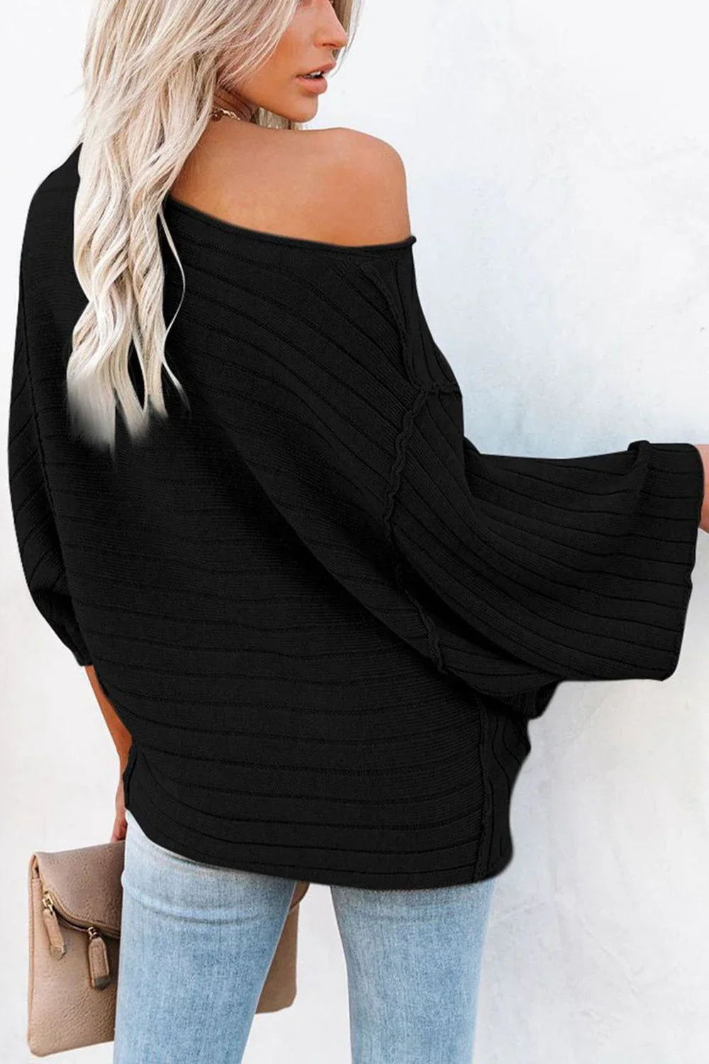 Round Neck Long Sleeve Knit Top - VILLA FASHION