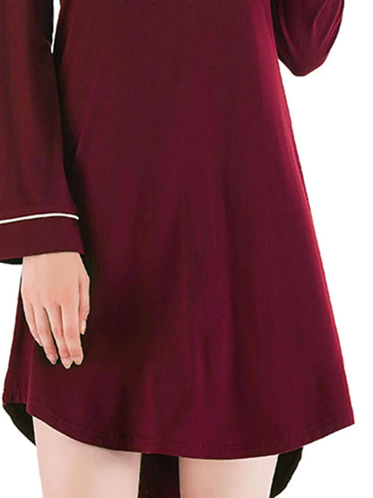 Round Neck Night Dress with Pocket - VILLA FASHION