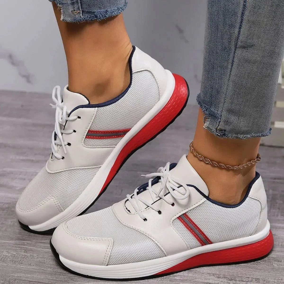 Round Toe Platform Sneakers - VILLA FASHION