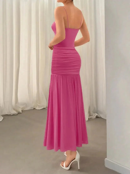 Ruched Maxi Cami Dress - VILLA FASHION