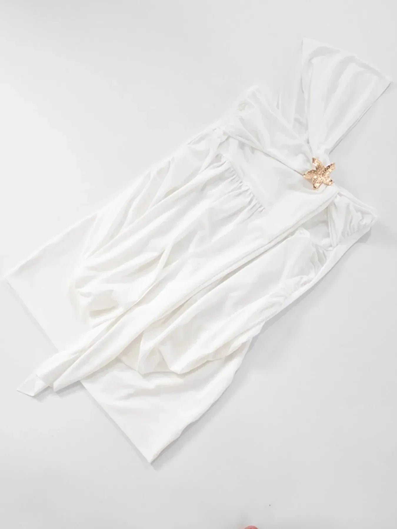 Ruched One - Shoulder Mini Dress - VILLA FASHION