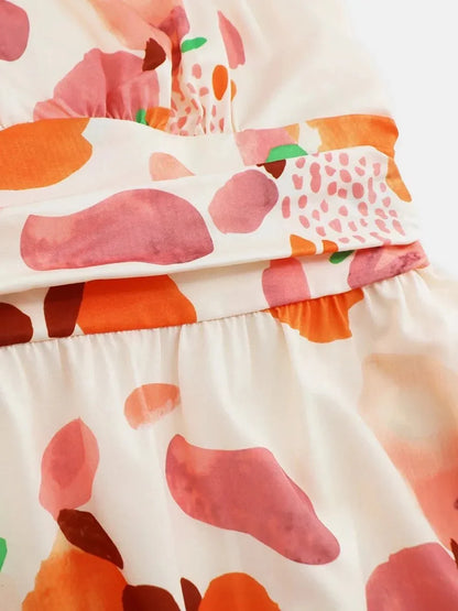 Ruched Printed Halter Neck Dress - VILLA FASHION