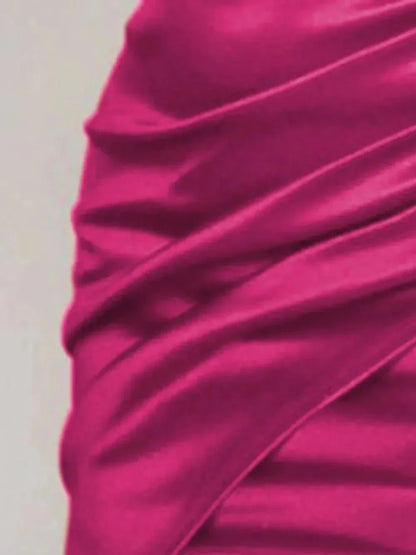 Ruched Spaghetti strap Wrap Dress - VILLA FASHION